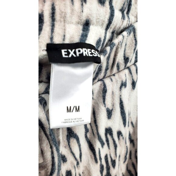 New Express Med Pants Elastic Waist High Waisted Cozy Leopard Jogger Loungewear - Picture 8 of 14